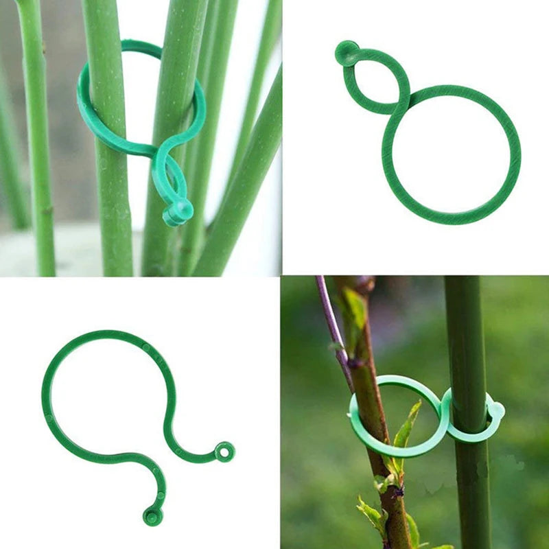 ^100Pcs Garden Vine Strapping Clips Plant Bundled Buckle Ring Holder Tomato Qme