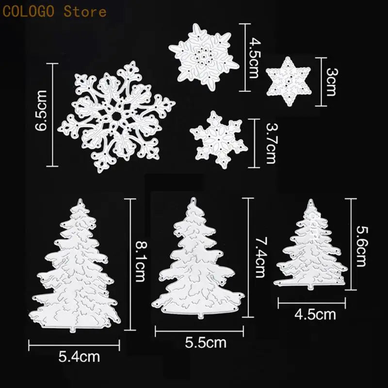 7x Christmas Tree Die Cuts Snowflake-cutting Dies DIY Embossing Mold Qme