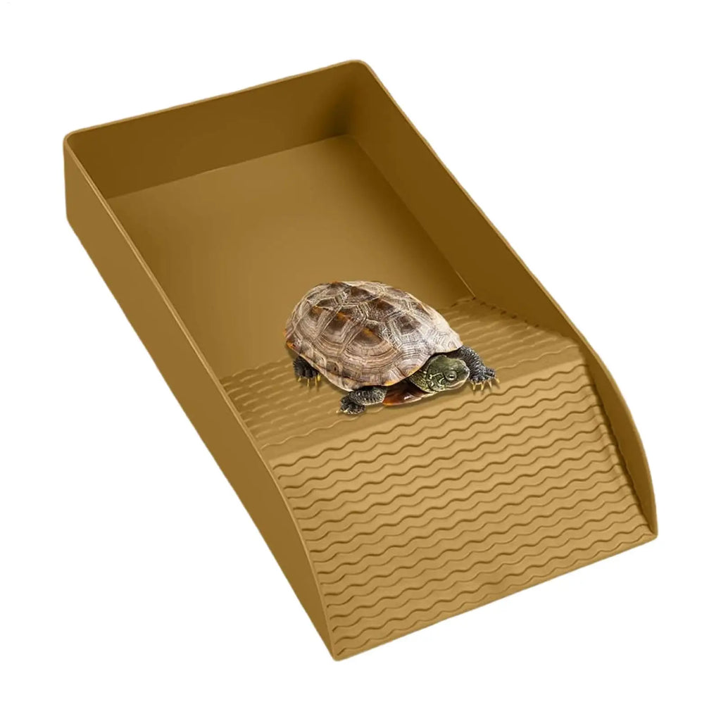 Tortoise Water Bowl Reptile Bathing Dish with Ramp Aquarium Ornament Water Bowl for Turtle Bearded Dragon Lizard Gecko Snake Qme