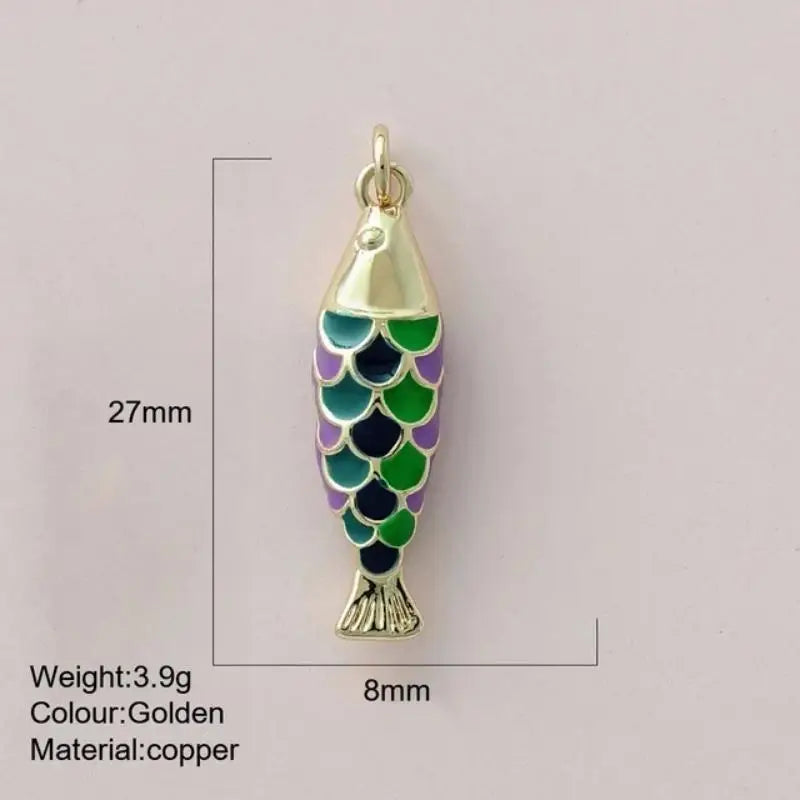 Fashion Cute Colored Enamel Fish Charms For Jewelry Making Supplies Bohemian Animal DIY Earring Bracelet Necklace Accessories Qme A7