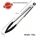 Multi-Size Lock Kitchen Tongs 7/9/12Inch Silicone Tip Heat Resistant Barbecue Gadget for Home Cooking Outdoor BBQ Use Qme C