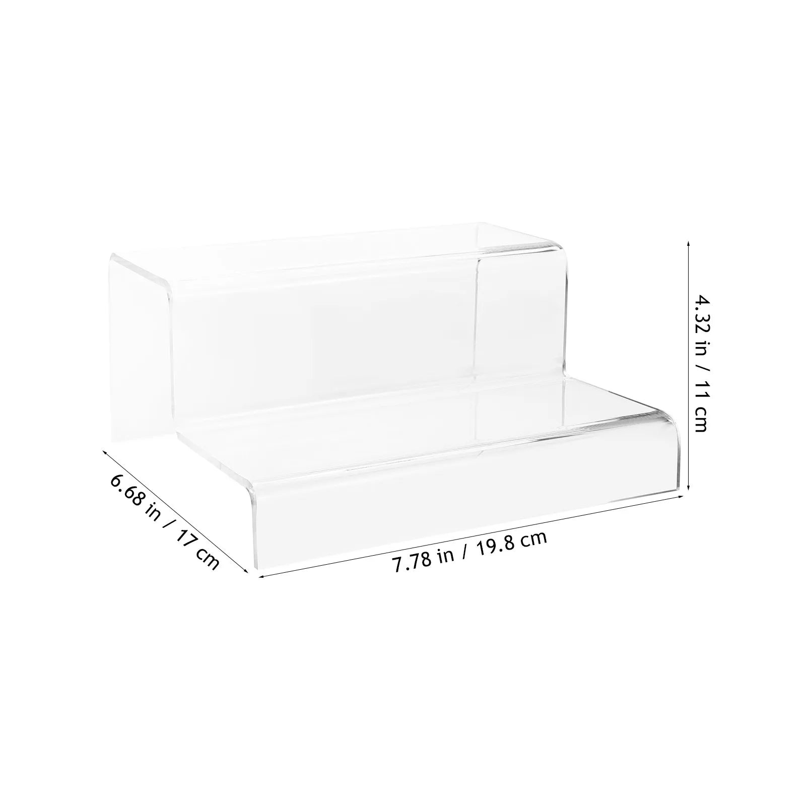2-Tier Clear Acrylic Display Stand Transparent Lightweight Sturdy Risers for Craft Display Shoes Makeup Accessories Home Store Qme