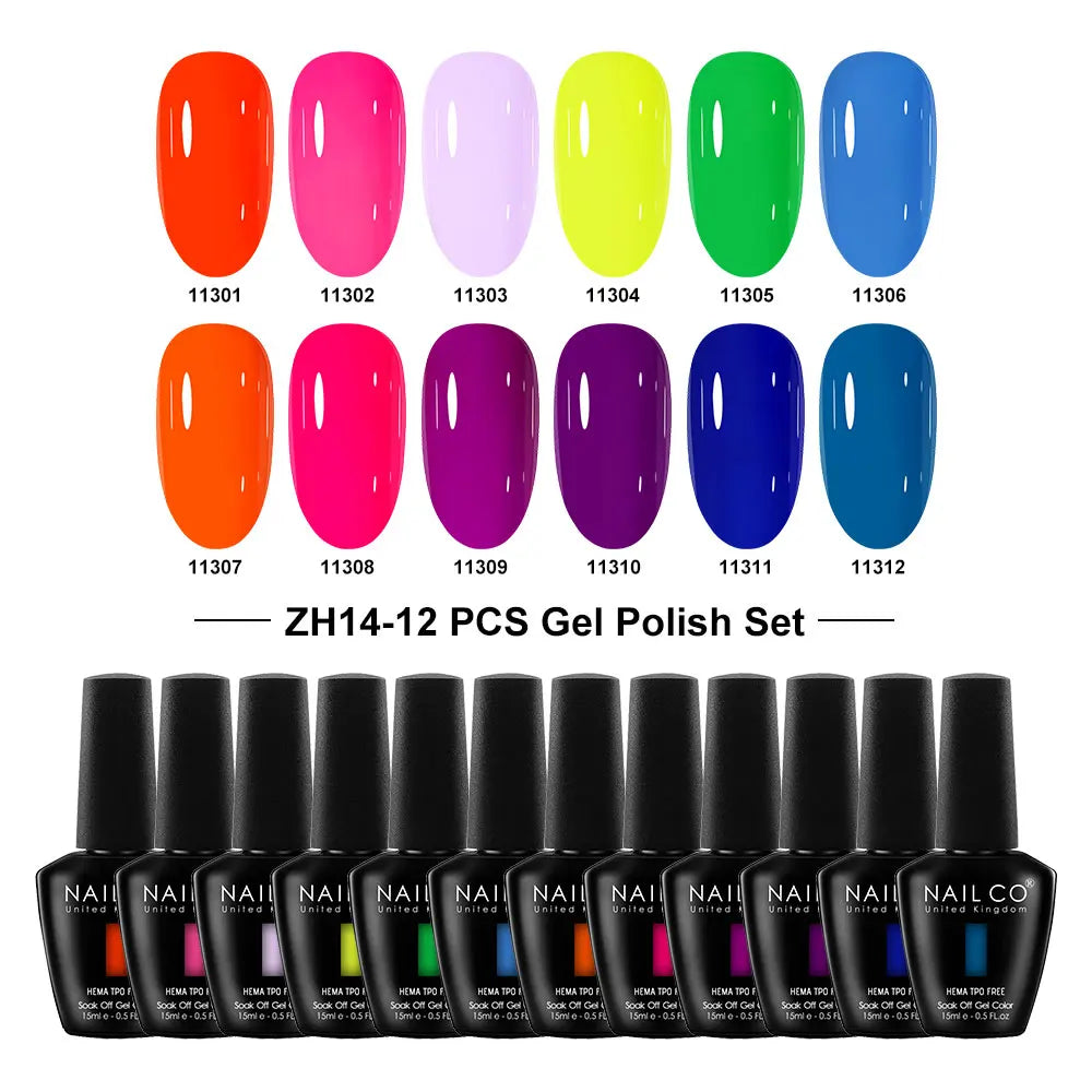 NAILCO Summer Macaroon Gel Nail Polish Semi Permanent UV Soak Off Art Qme NC-12H-ZH14
