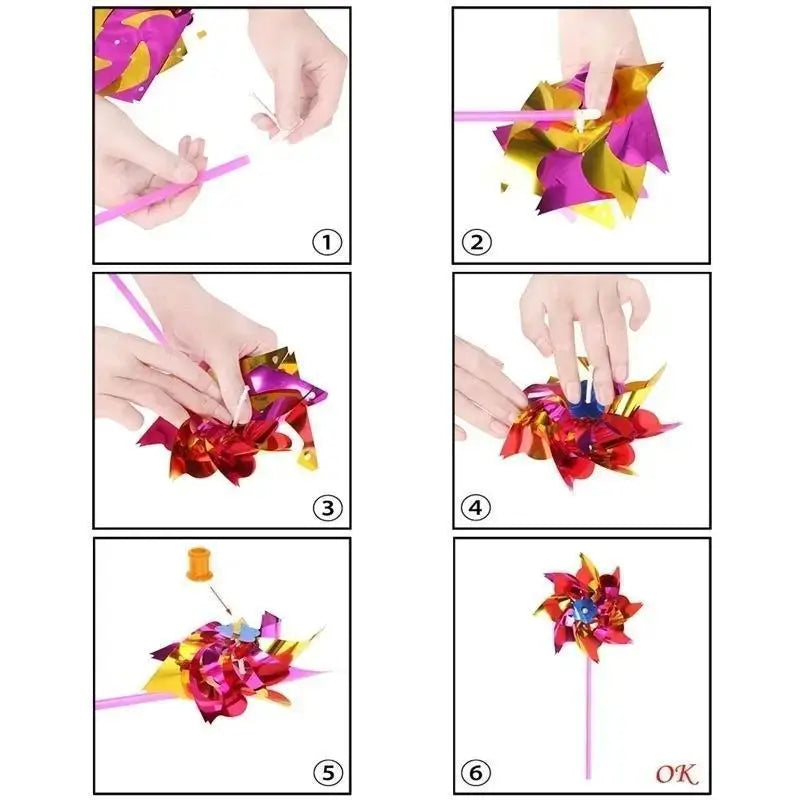 Plastic Windmill Pinwheel Wind Spinner Children Toys Garden Lawn Qme