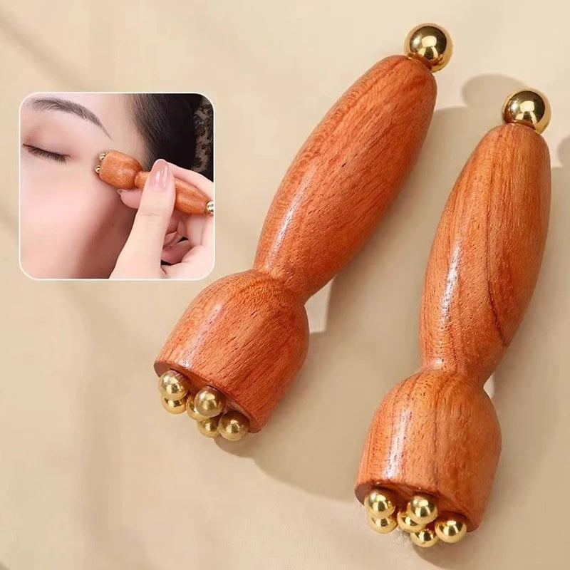Professional Lotus Seedpod Gua Sha Tool Brass Rosewood Facial Massage Qme