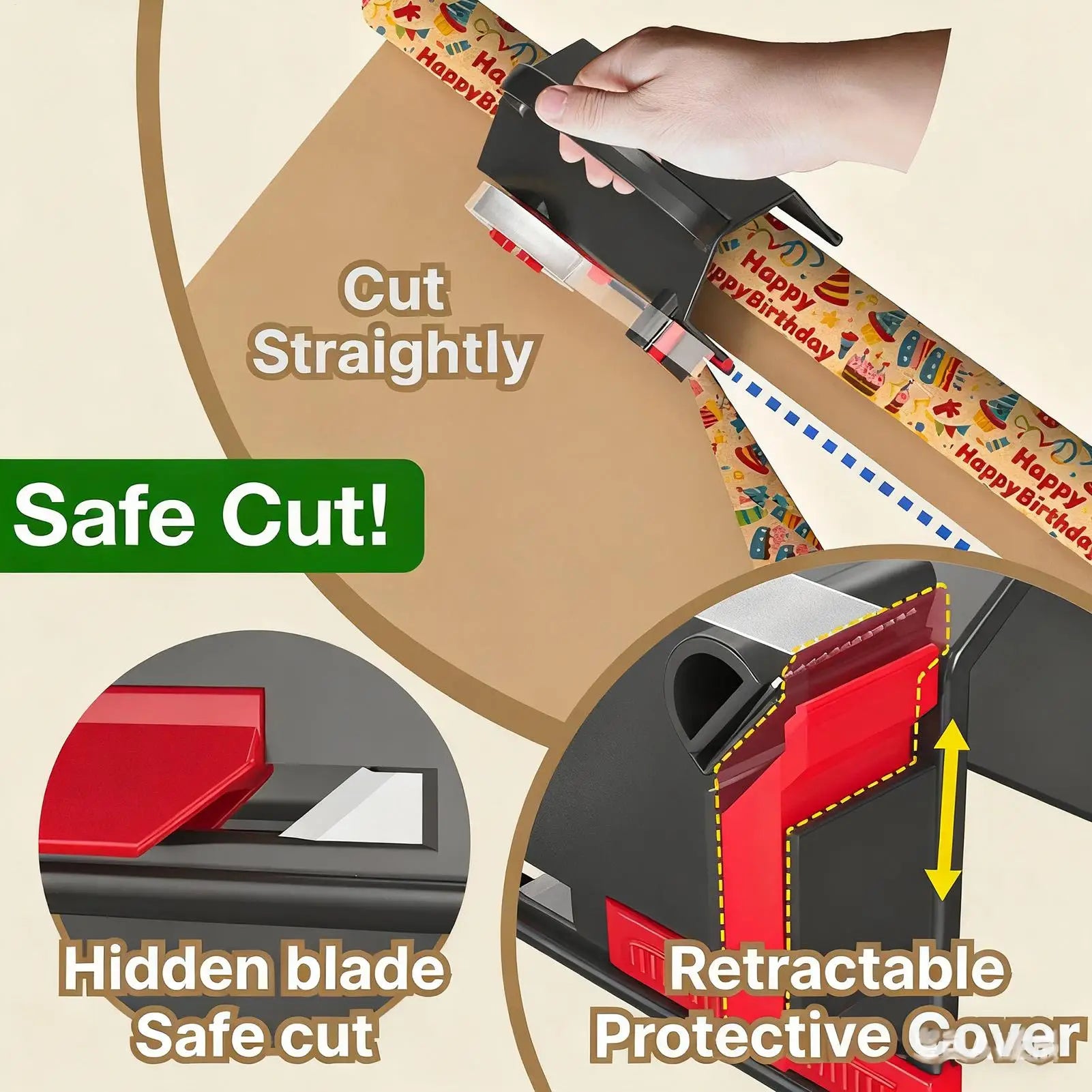 Wrapping Paper Cutter Christmas Box Roll Handle Machine Qme