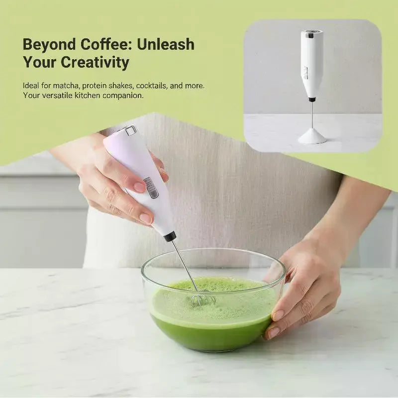 Portable Electric Handheld Egg Whisk With High Speed Mixing And Ergonomic Handle Perfect For Home Kitchen Baking Coffee Making Qme