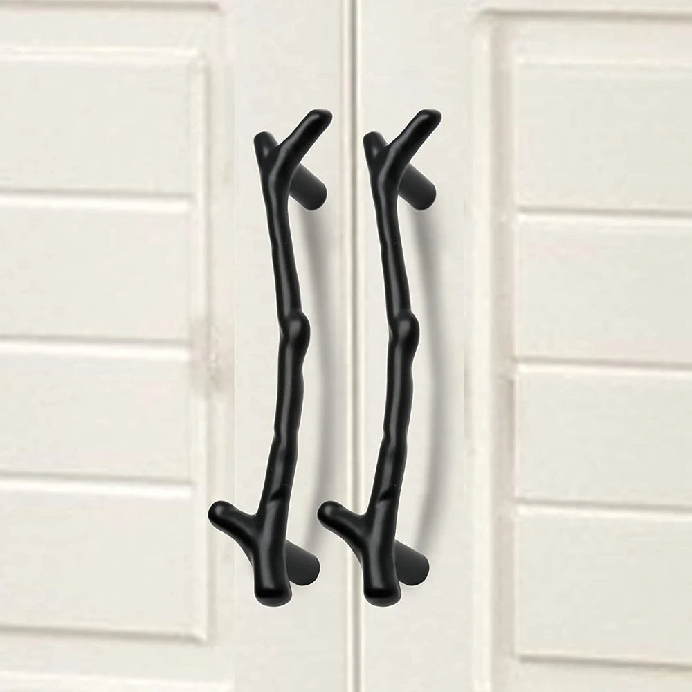 Vintage Tree Branch Furniture Handle Zinc Alloy Kitchen Cabinet Drawer Knob Wardrobe Cupboard Closet Door Pull Hardware Black Qme