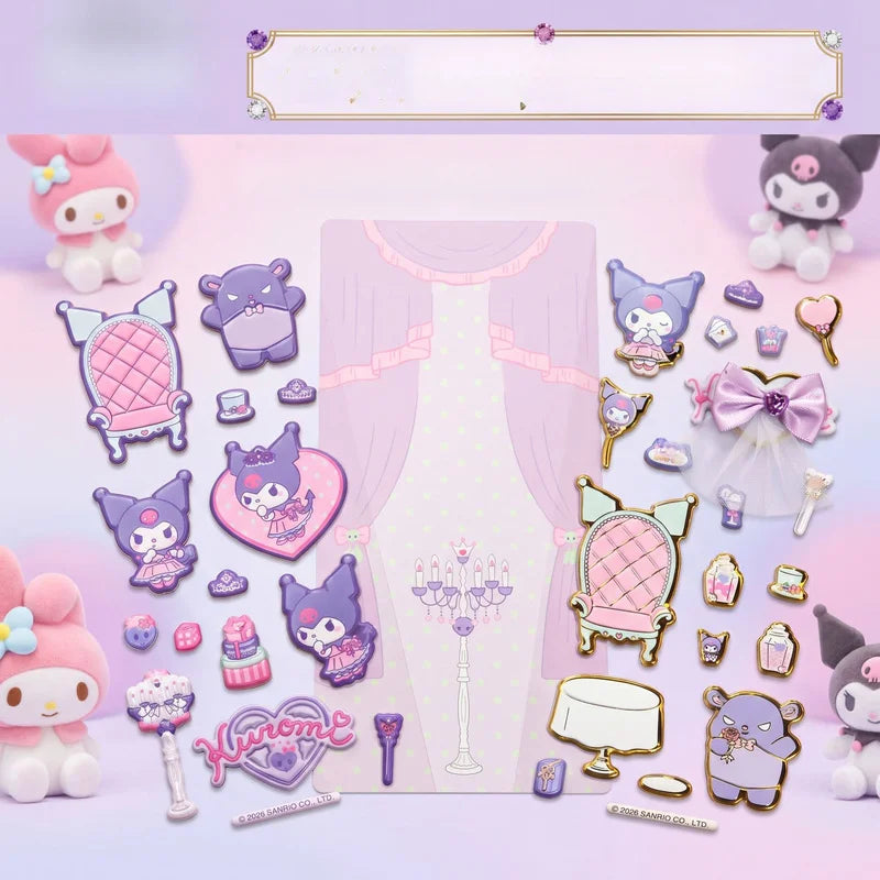 Hello Kitty Kuromi Cartoon Crystal Stickers Student 3D Embossed Qme
