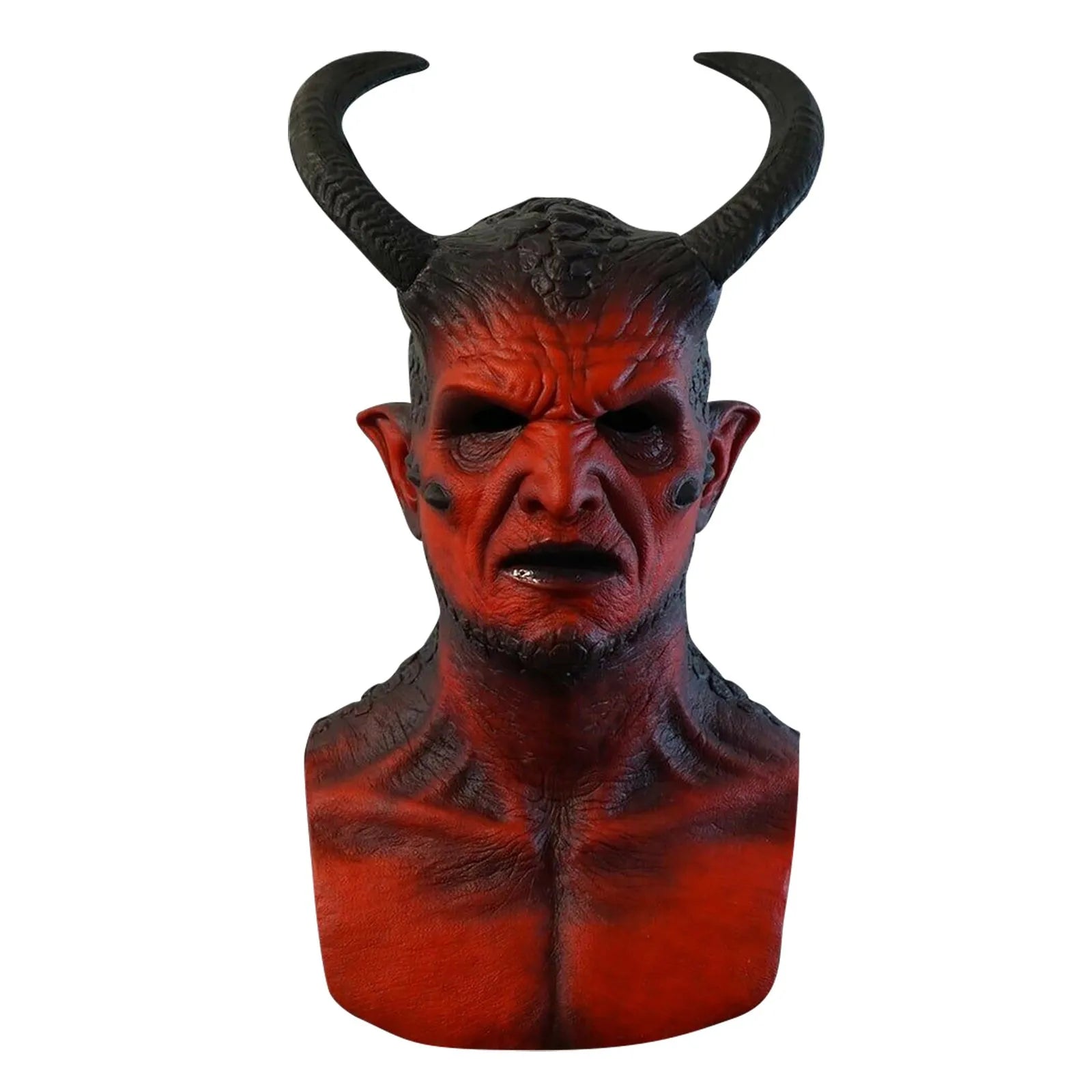 kari-Demon Latex Mask Devil Realistic Prank Present Spooky Toy Halloween Decoration Halloween Mask Party Cosplay Accessories Qme As shown