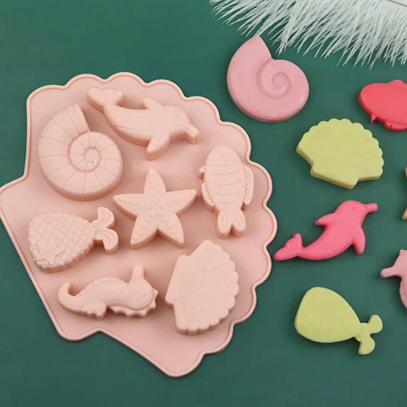 Under The Sea Silicone Chocolate Mold Ocean Marine Animal Dolphin Mermaid Tail Soap Mold Cake Decorating Tools Cupcake Topper. Qme