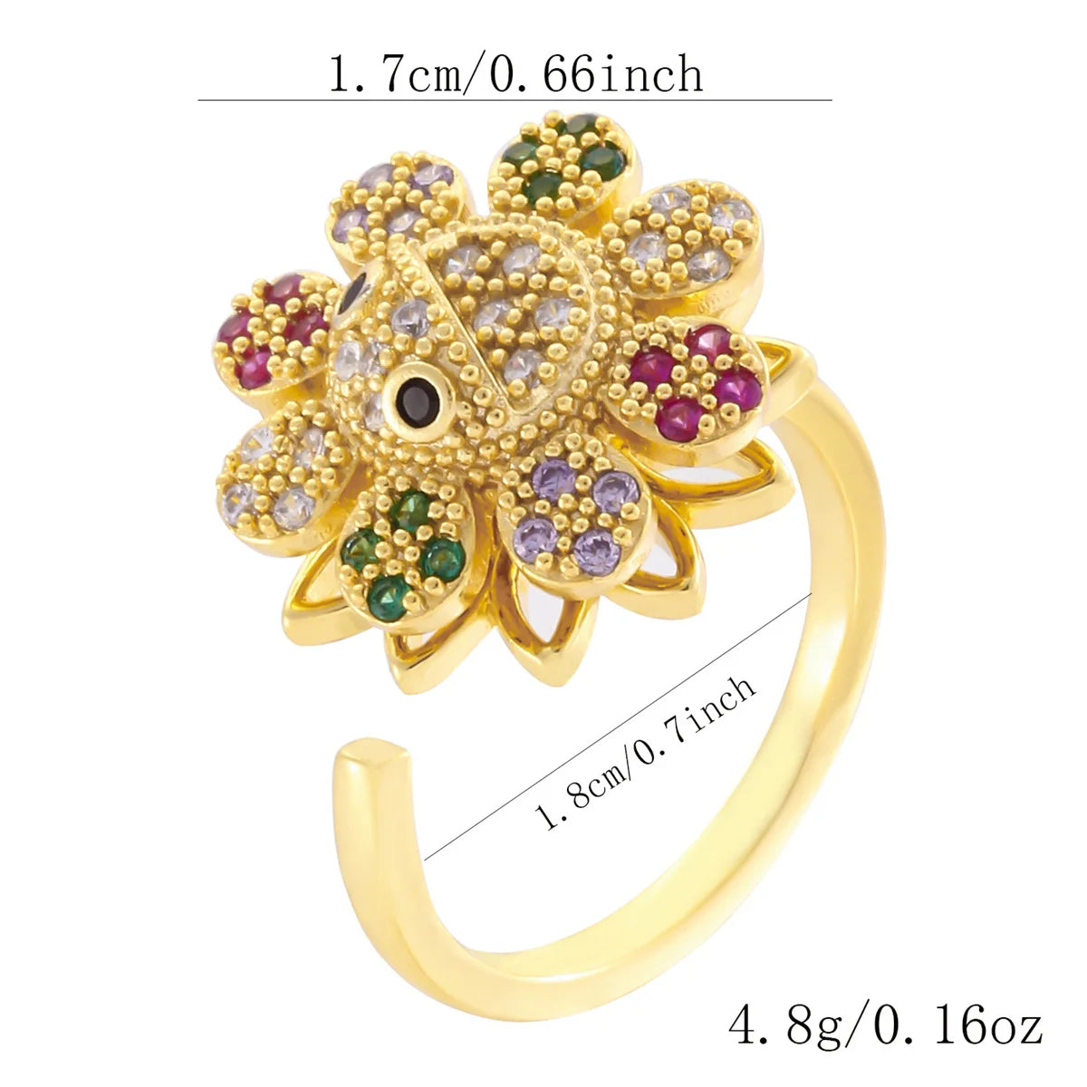 Luxury Rotating Anxiety Animal Rings for Women Spinner Fidgets Cute Flower Heart Dragonfly Anti Stress Ring Wedding Jewelry Qme 25 resizable