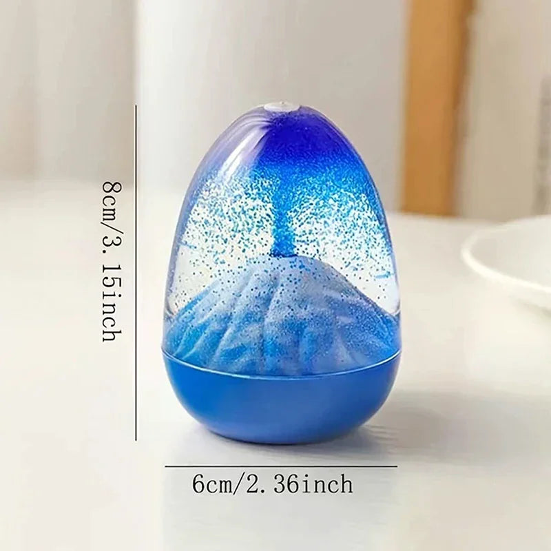 Eggshell Volcanic Eruption, Floating Sand Volcanic Eruption Ornament, Acrylic Crystal Liquid Hourglass Timer Ornament. Qme