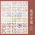 30 Sheets Kawaii Flower & Plant Pattern Flash Film Die Cutting Sticker Book for DIY Scrapbook Diary Album Aesthetic Stationery Qme A