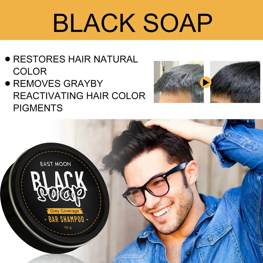 Polygonum Multiflorum Black Hair Soap Darkening Shampoo Bar Repair Gray White Color Dye Face Hair Body Shampoo For Man Women Qme