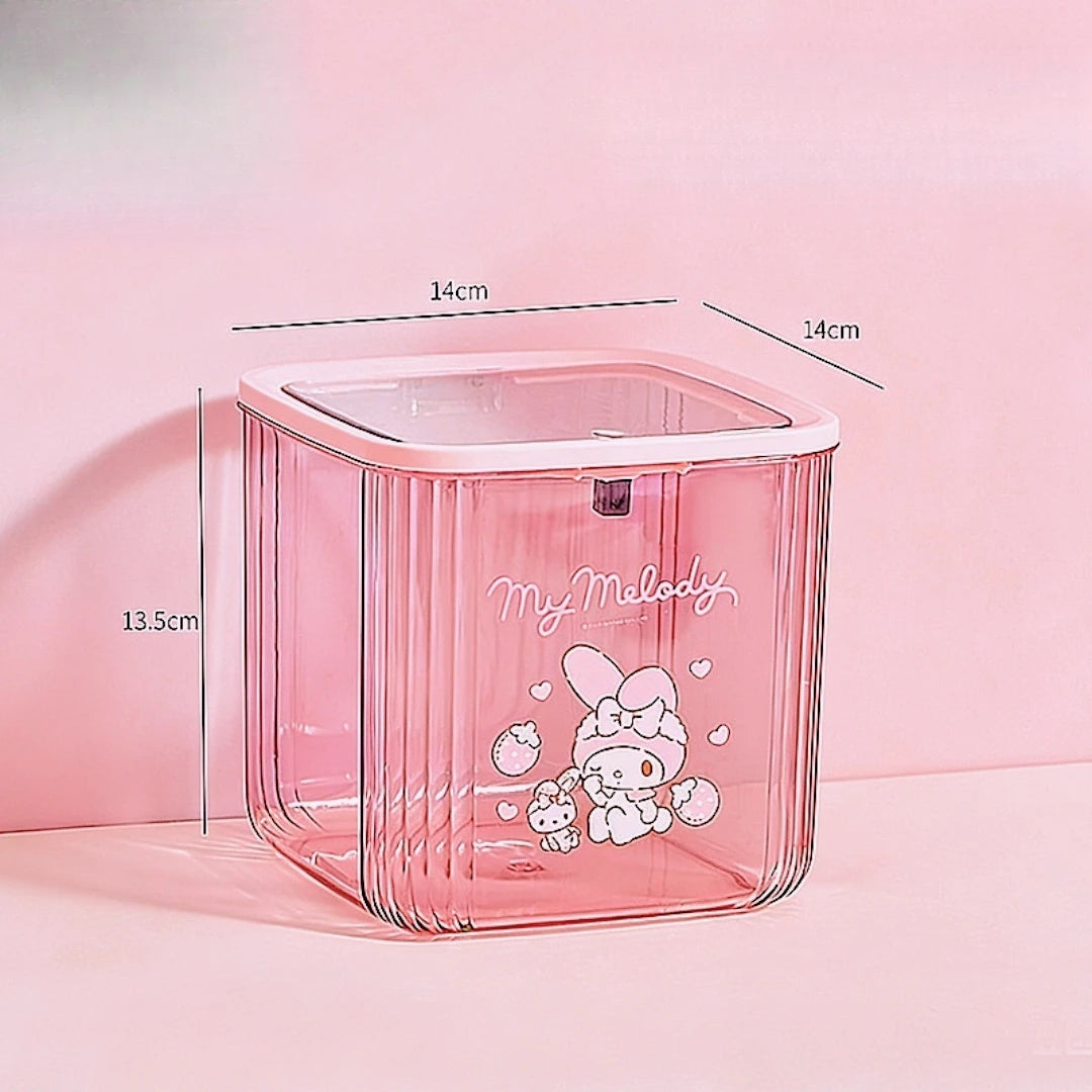 Hello Kitty Kuromi Desktop Trash Can Cute Transparent Mini Storage Box Trash Can for Home, Living Room, and Office Qme 3