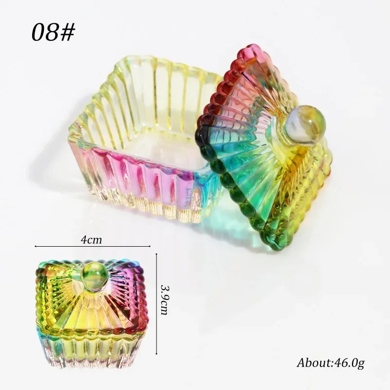 Acrylic Powder Liquid Crystal Glass Cup Aurora Colorful Cup Nail Brush Washing Mug Nail Art Tools Liquid Powders for Mixing Bowl Qme colorful square 08