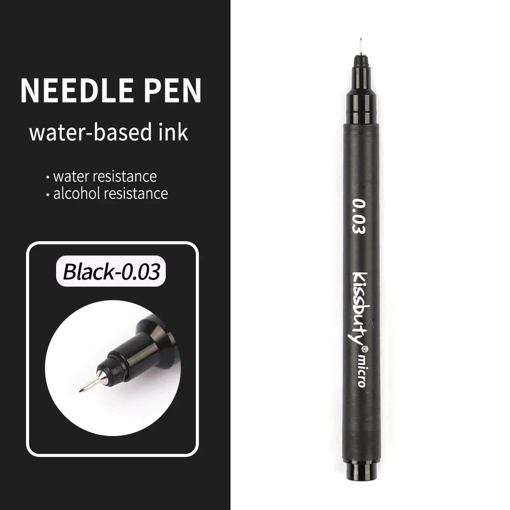 Micro-Pen Fineliner Pens,Color Pigment Liner Multiliner Archival Ink Micro Fine Point Pens for Sketching, Drawing, Journaling Qme 0.03-Black