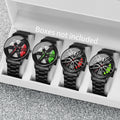 4 Pcs Fashion Men's Sports Watches 3d Car Wheel Stainless Steel Band Men's Wrist Watch Quartz Watch Set Homo Watch (Without Box) Qme 4pcs