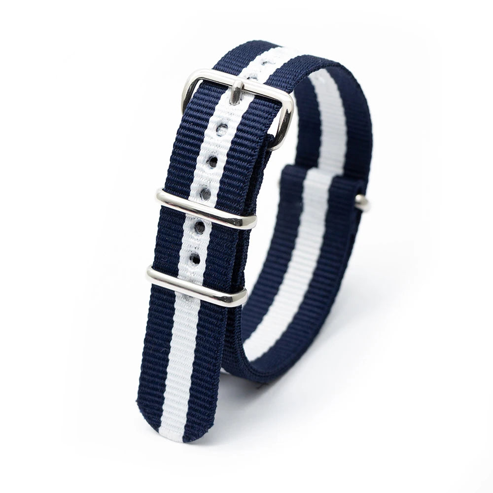 Durable Striped Nylon Wristband Bracelet Style Watch Band 18MM 20MM 22MM 24MM Universal Strap for Sport Casual Watches Qme
