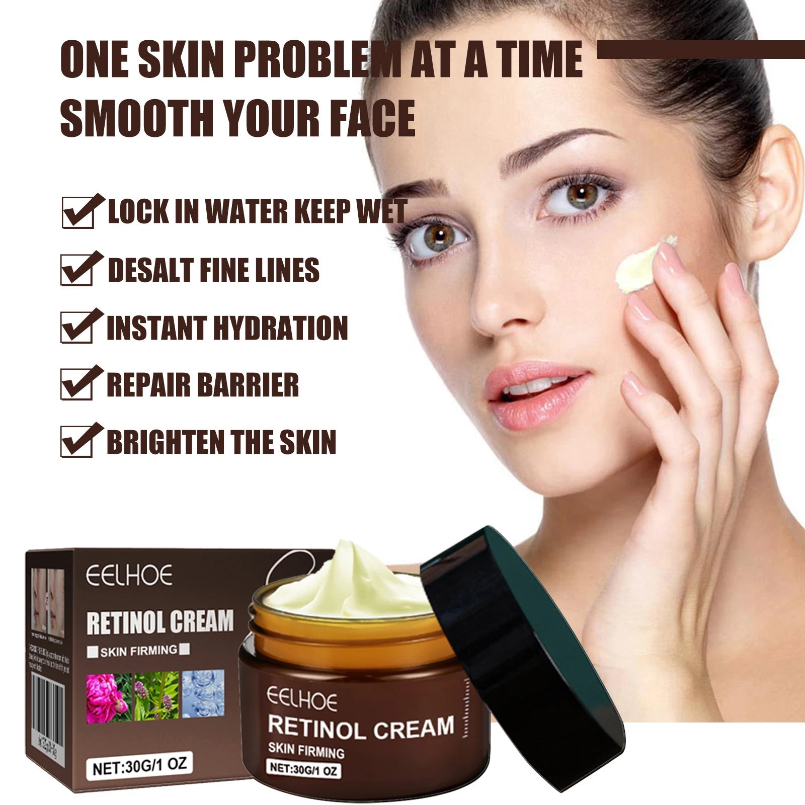 Double Retinol Facial Cream Anti-aging Fade Fine Line Wrinkle Firming Lifting Repair Skin Barrier Brightening Moisturizing Cream Qme