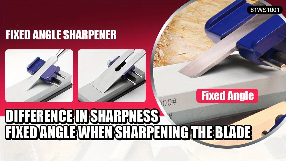 Adjustable-angle guiding knife sharpener fixture with knife stone support Qme