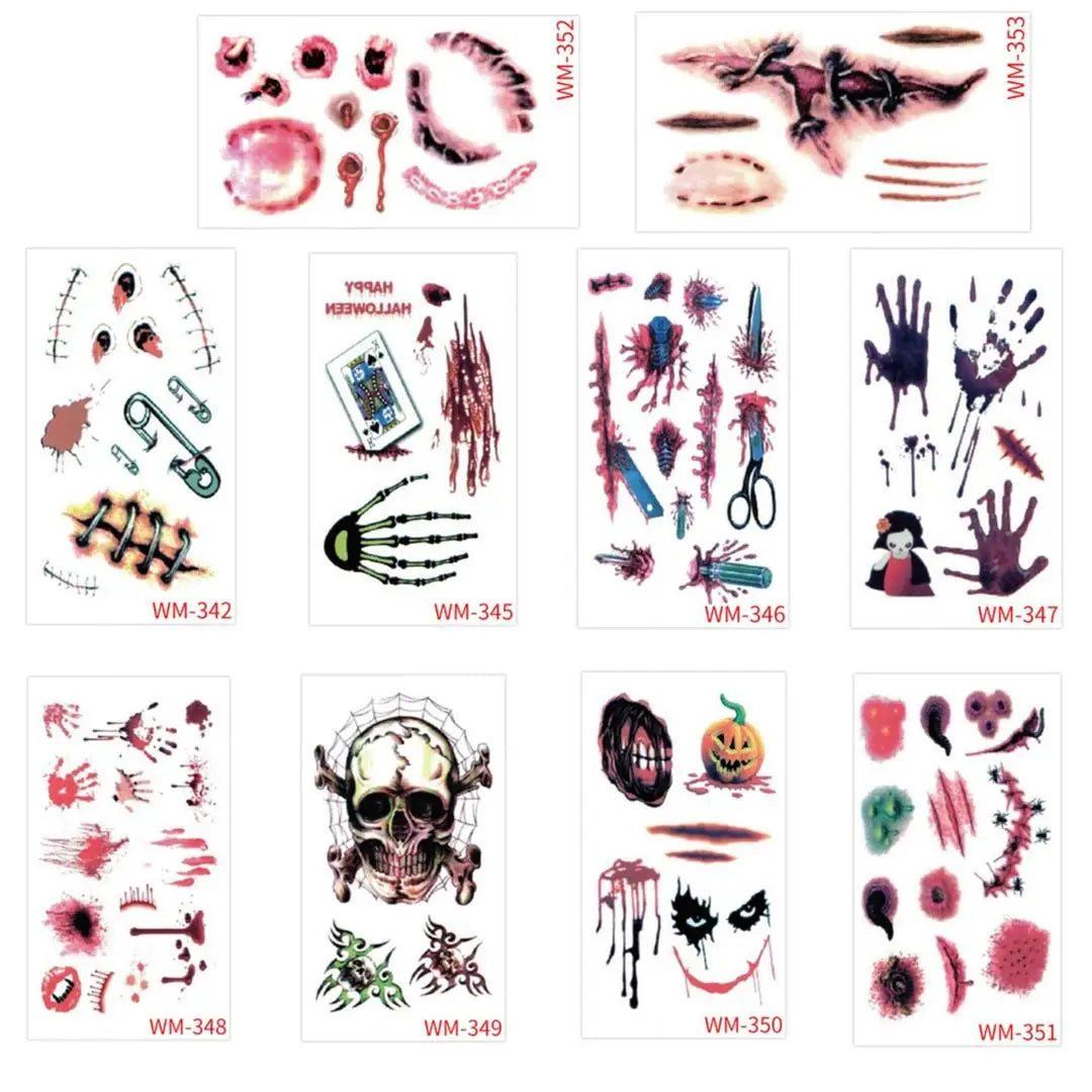 A 10 Sheets Halloween Pumpkins Tattoo Sticker Temporary Fake Tattoo Arm Hands Body Waterdichte Tatouages Pour Kids Toy Gift Qme 10pcs WM-342WM353