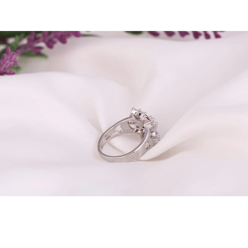 Ring Fashion 925 Sterling Silver Color Jewelry Colourful Cubic Zirconia Flower Design Cute Style Women Girls Party Engagement Qme