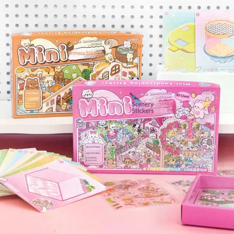 Box 3D Landscape Stickers Miniature Scene Collection Book Series Qme