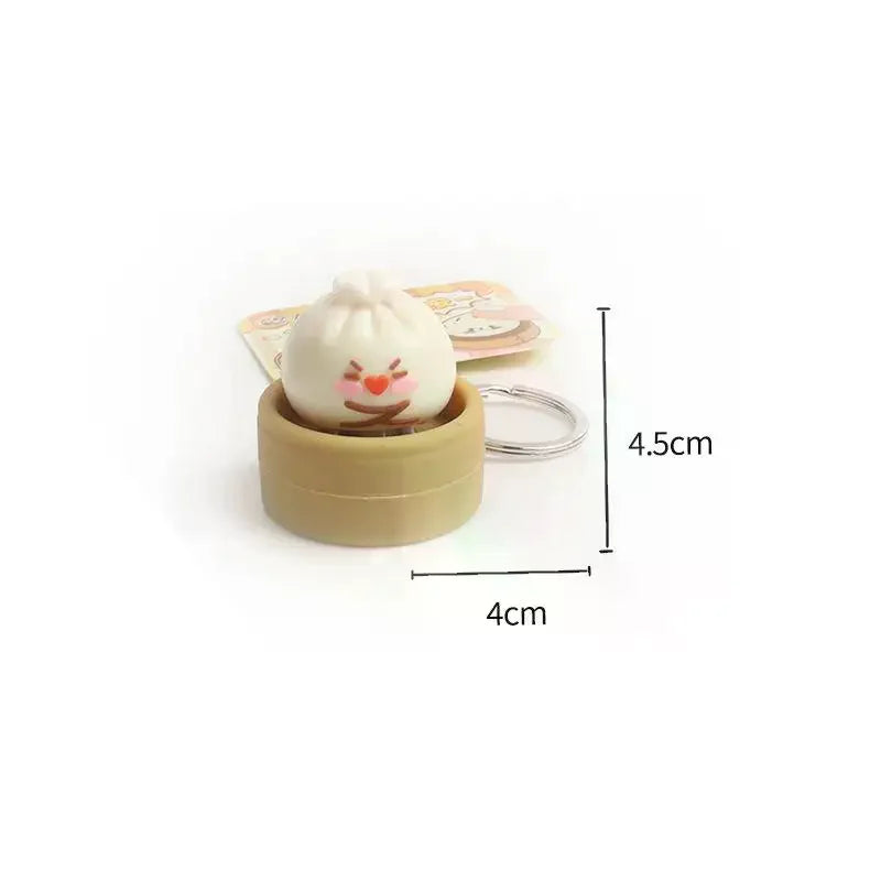 1/2Pcs Decompression Bun Clicker Keychain Mini Steamed Bun Stress Relief Toy Pendant Backpack Hanging Decoration Qme