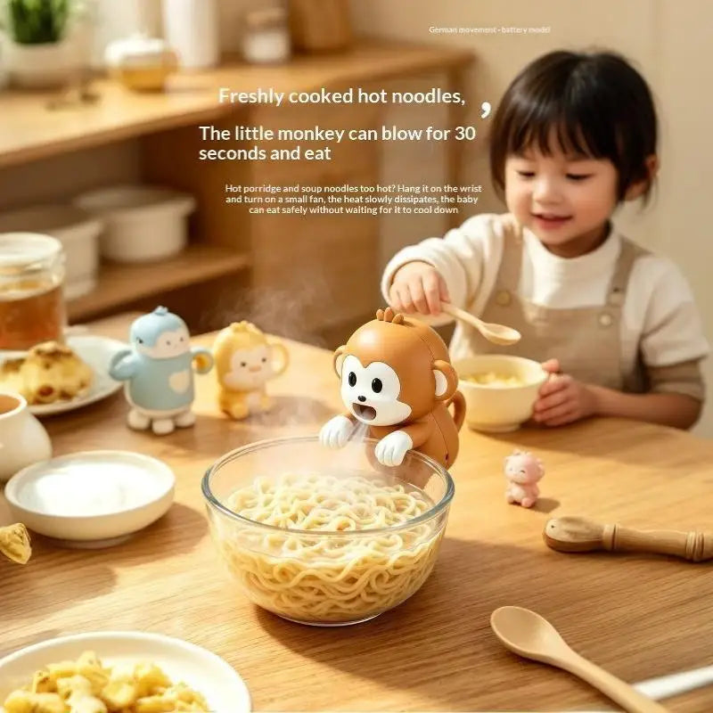 Blowing Monkey Mini Fan With Hanging Design For Cups, Bowls And Basins Multi Functional Cooling Fan Creative Cooling Mini Fan Qme