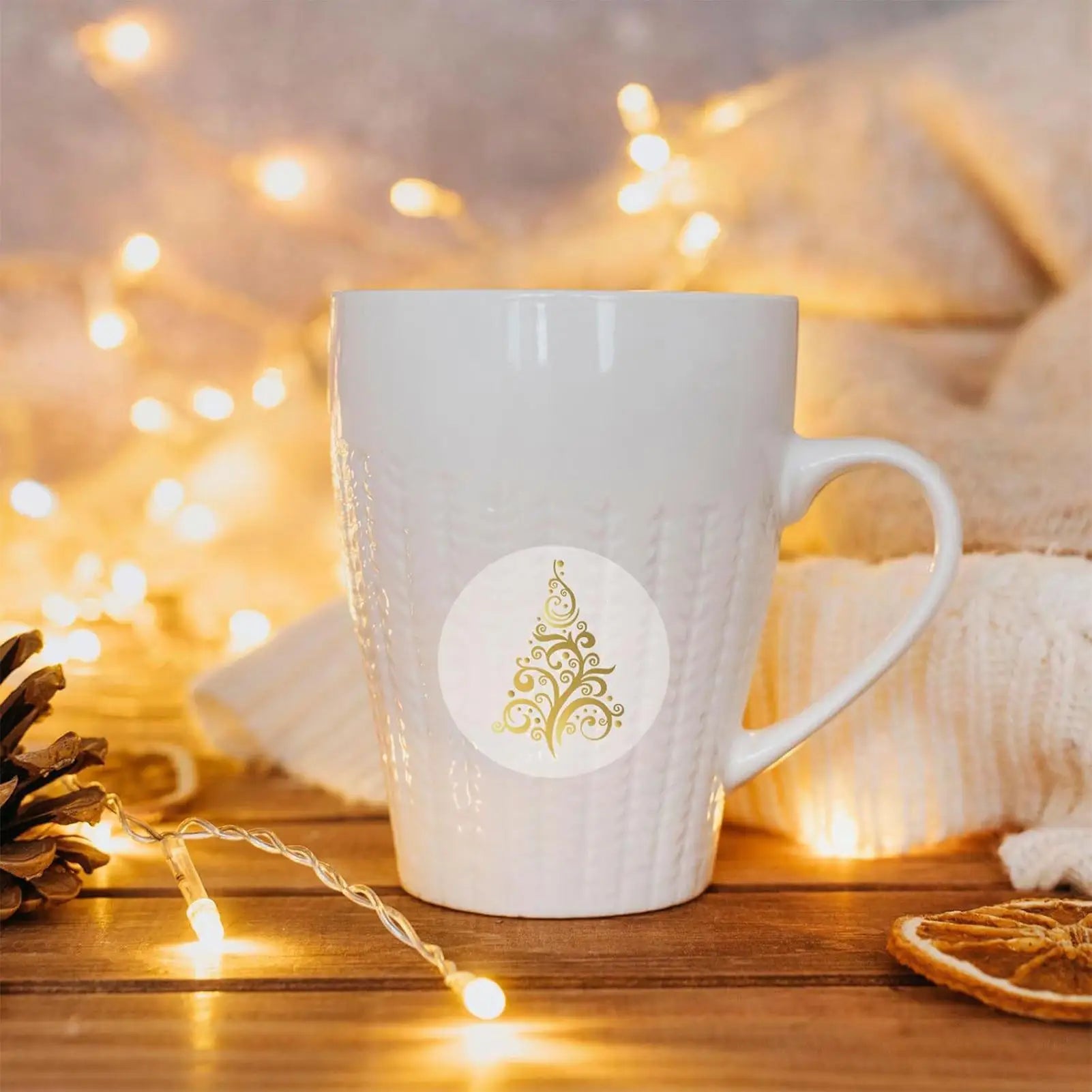Christmas Card Stickers 500 Gold Foil Tree Labels 1-Inch Adhesive Qme