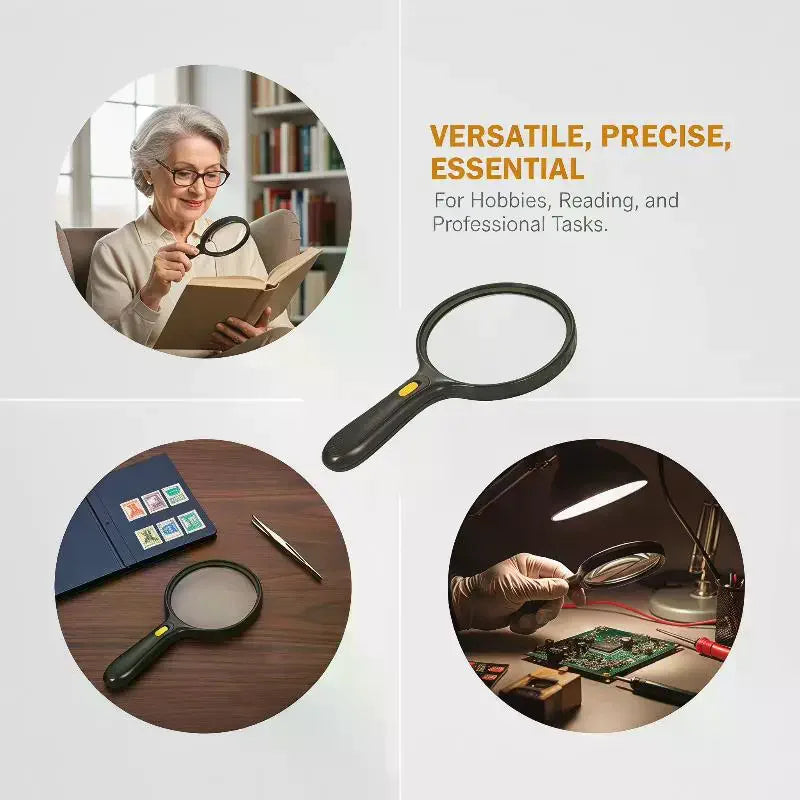HD Gift Reading Magnifier With LED, Extra Large 138mm Lens, With 3 LED Lights Reading Magnifier Qme