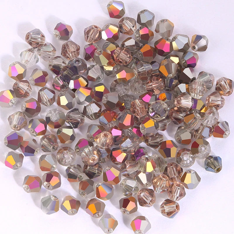100Pcs 4MM Glass Beads Bicone Shaped Beads Faceted Crystal Beads for Jewelry Making Bracelet Necklace Earrings DIY Beading Qme 17 4MM-100PCS