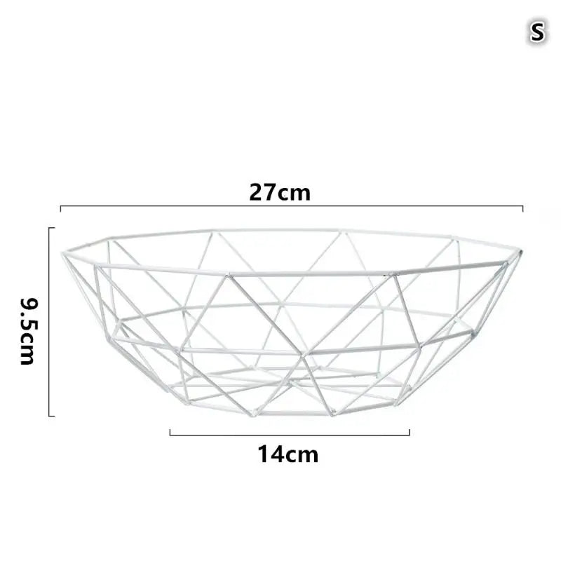 Iron Fruit Basket Simple Basin Multi-size Snack Bread Vegetable Qme White Small