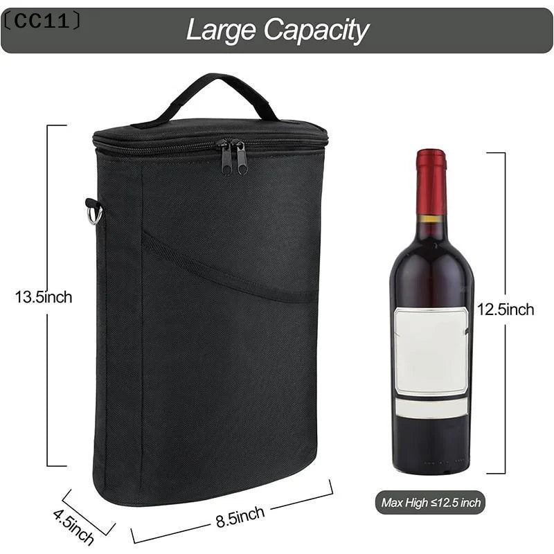 Wine Bottle Bag Soft Cooler Insulated Thermal Outdoor Travel Carrier Qme