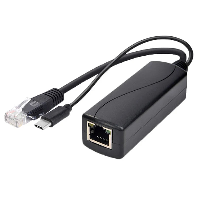 TYPE-c poe splitter usb 48v to 5v power over ethernet 802.3af 100/1000M for raspberry High Quality Qme
