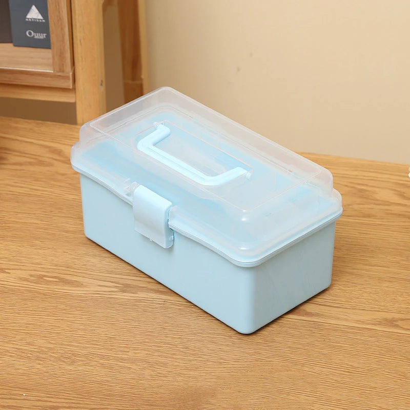 Plastic Portable Makeup Hairpin Organizer Nail Art Jewelry Box 3 Qme Blue
