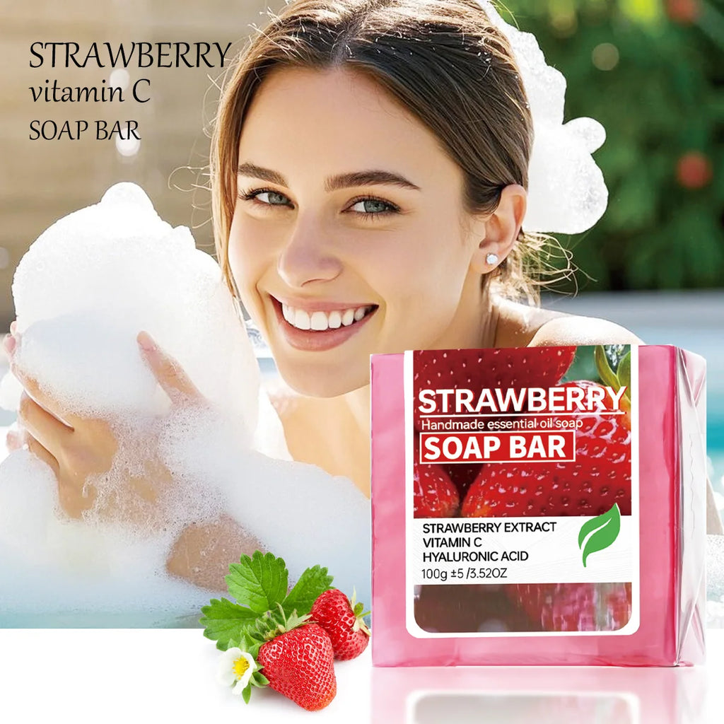 Strawberry Fruit Jam Puree Essential Oil Soap Handmade Cleansing Face Qme