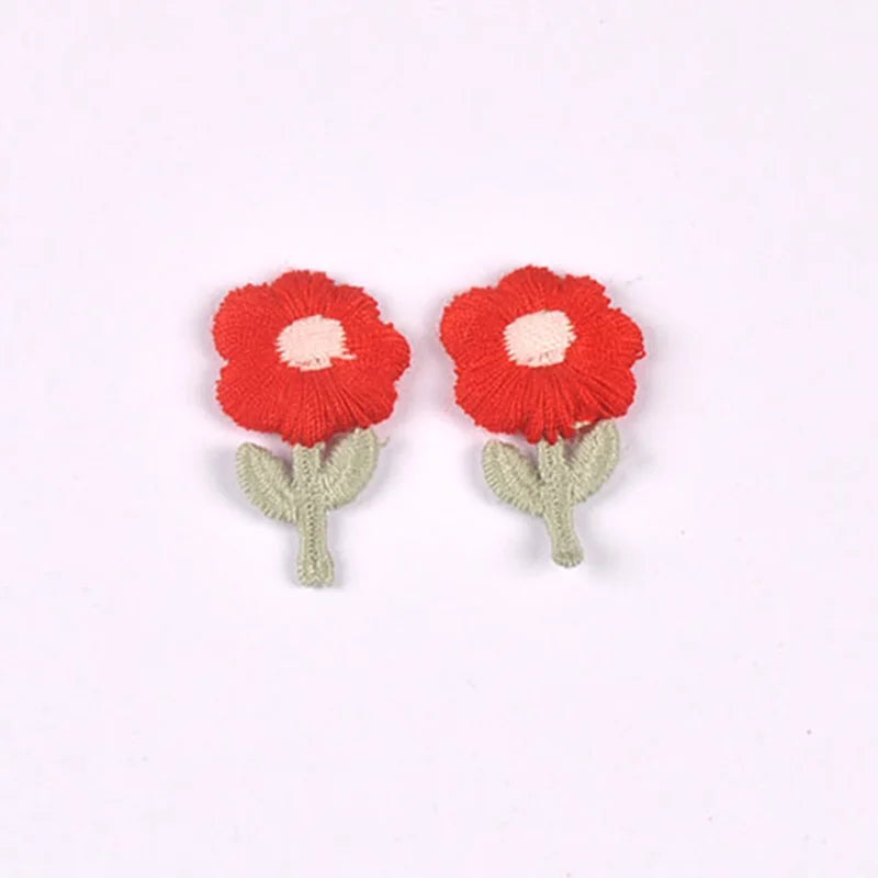 10pcs 17x30mm mix colors Flower patch Cute Woven Clothing decoration for DIY Headwear/Clothing/Shoes/Bags cp3837 Qme 17x30mm-1