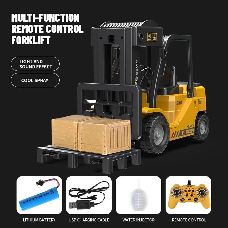 RC Trucks Forklift 2.4G Children Toys Remote Control Cars Toys for Boys Cranes Liftable Stunt Car Electric Vehicle for Kids Gift Qme