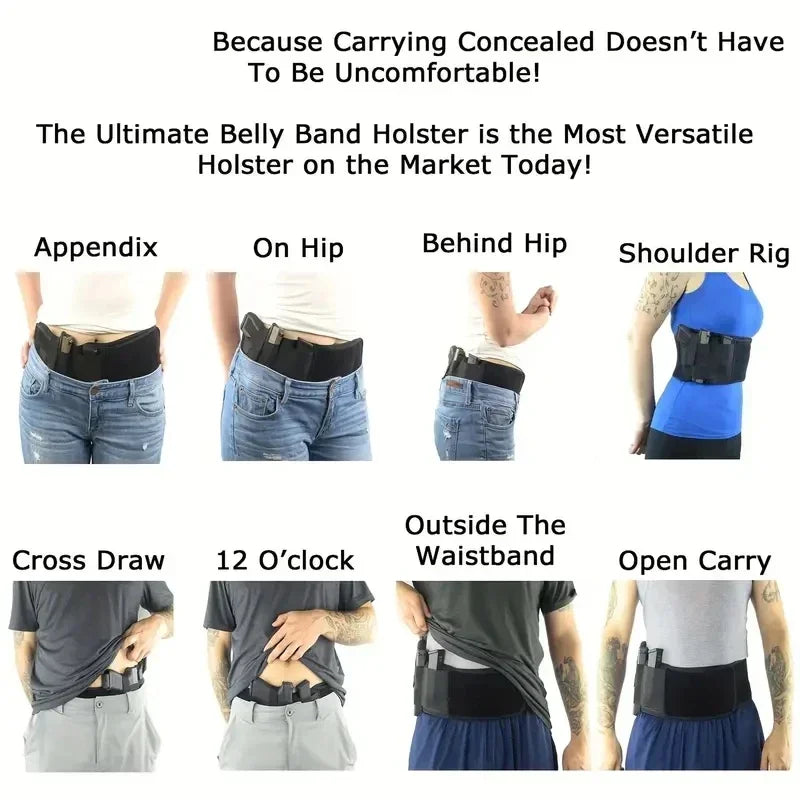 Waist Band Belt for Outdoor Hunting Fitness Defense Use Tactical Belly Gun Holster Portable Hidden Phone Bag Concealed Carry Qme
