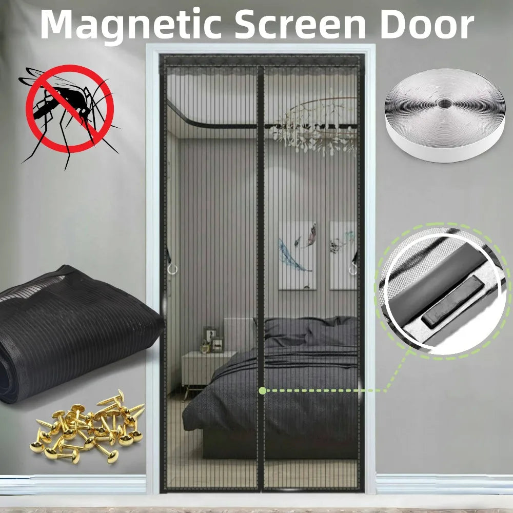 Magnetic Screen Door Net Anti Mosquito Household Ventilation Curtain Magnetic Net Automatic Closing Mesh For Kitchen Living Room Qme