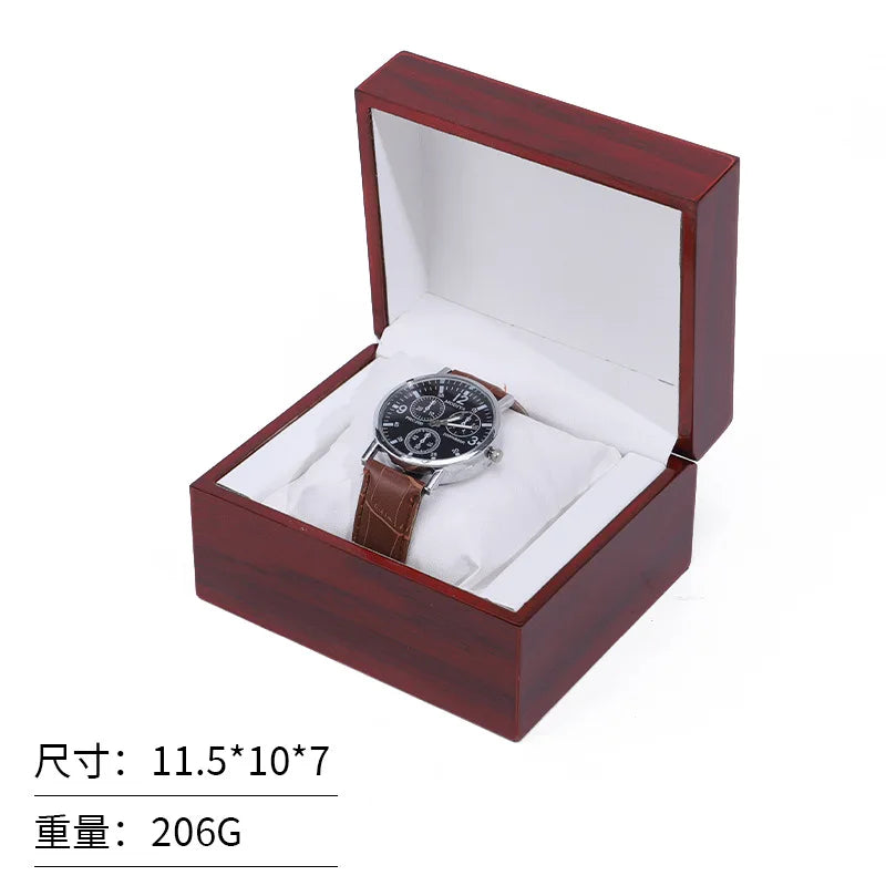 High End Wooden Box Packaging Gift Wooden Box Flip-top Watch Box Jewelry & Watch Packaging Box Solid Wood Watch Storage Box Qme A