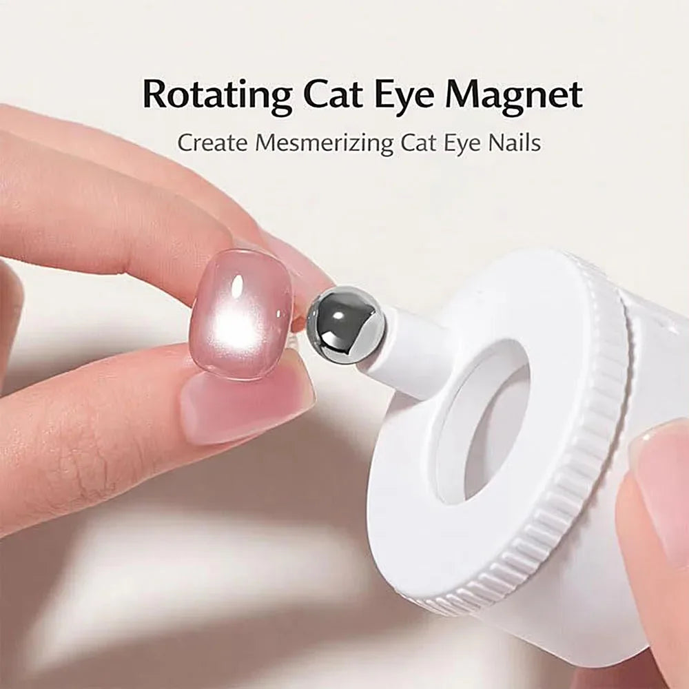 Rotating Cat Eye Magnet for Nails Automatic Glass Bead Nail Magnet Spinner, Magnetic Gel Polish Guide Tool Nail Art DIY Qme