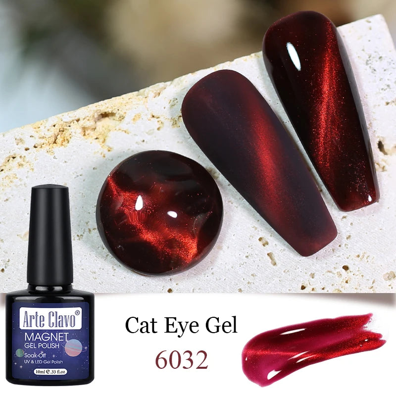 Arte Clavo Cat Eye Magnetic Gel Polish Green Red Semi Permanent Soak Qme 6032
