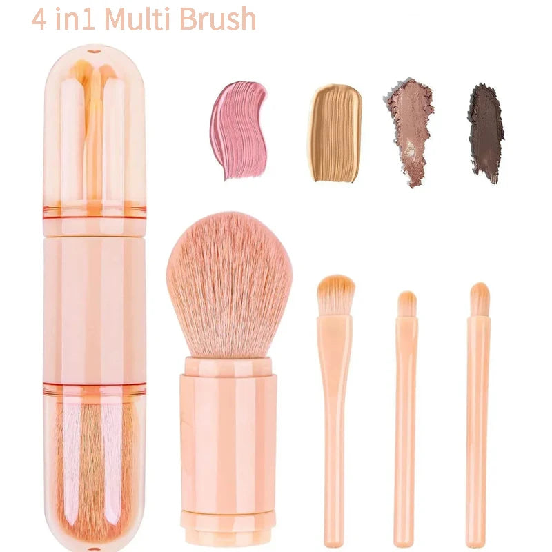 Mini Makeup Brush 4-in-1 Four-piece Retractable Portable Eyeshadow Qme 1set