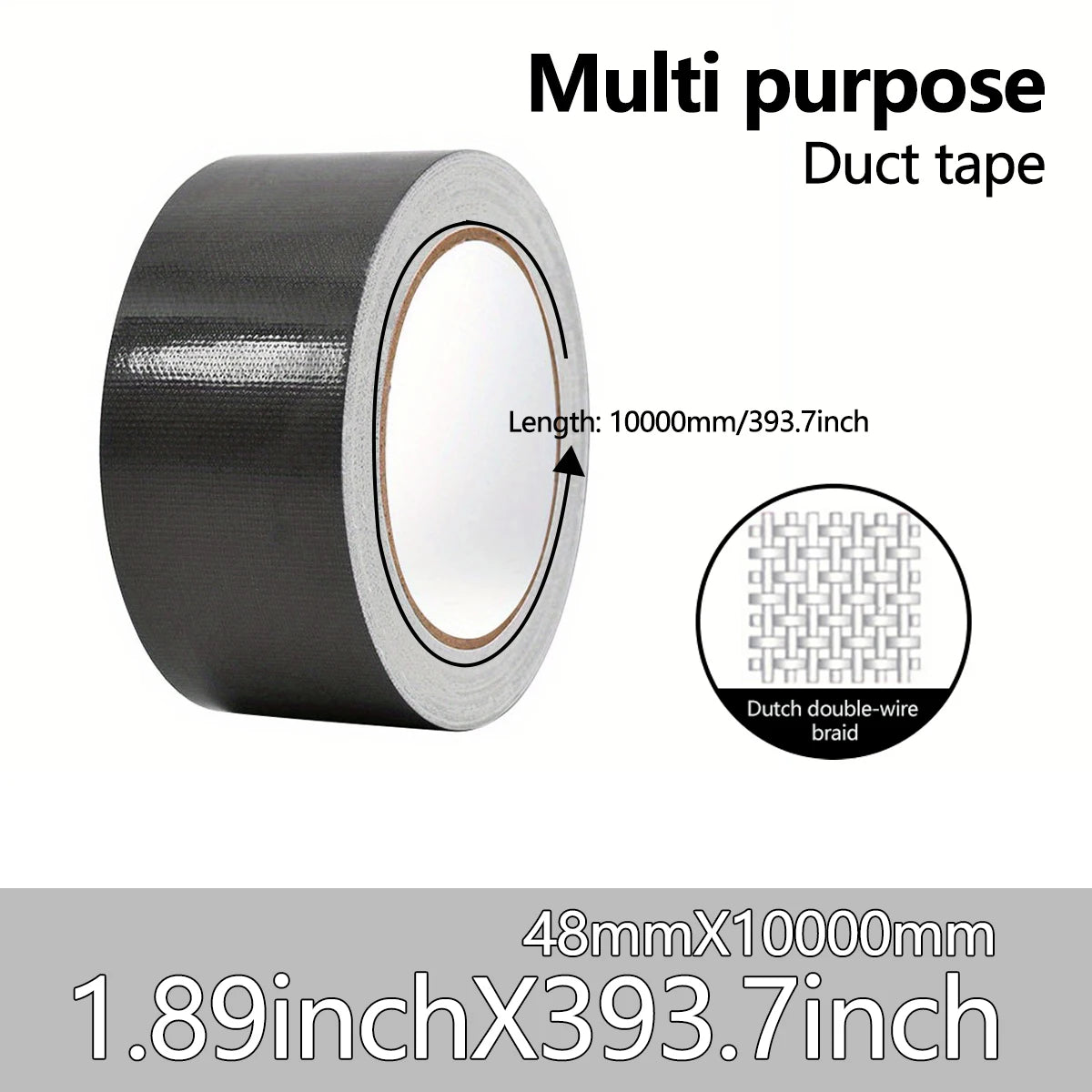 Super Strong Pipe Tape - Waterproof Carpet and Floor Tape, Hand Tearable, All Weather Tape for Indoor/Outdoor Use Suitable Qme Length 10m 48mm