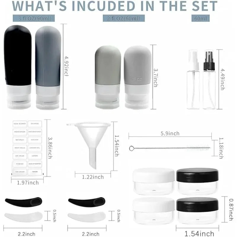 Silicone Travel Bottles Leak Proof Toiletry Containers Shampoo Qme