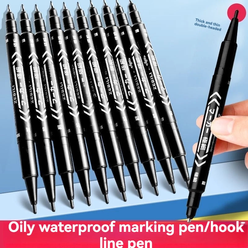 10Pcs/set Double Tip Art Black/Blue/Red Ink Permanent Paint Marker Pen for Plastic Wood Stone Metal Glass Doodling Marking Qme